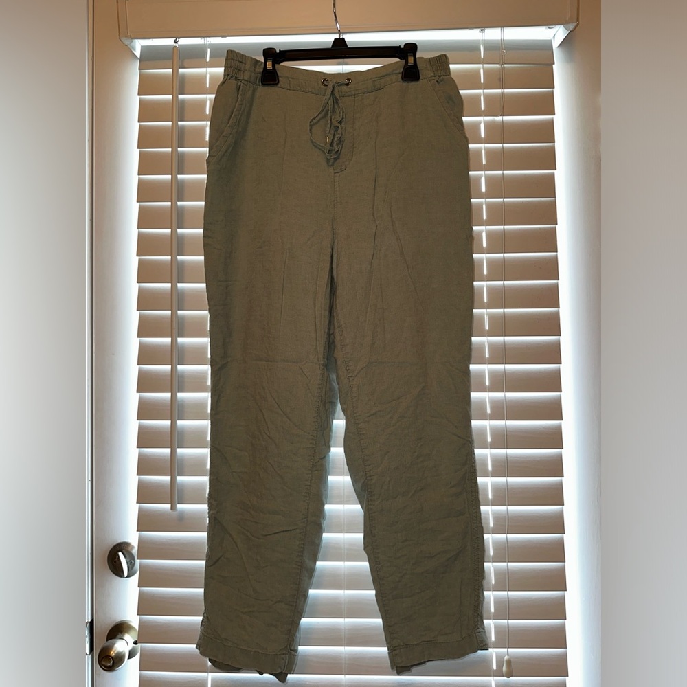The Limited Olive Linen Lined Pants with pockets, Size M